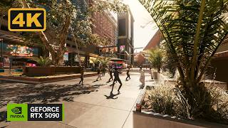 Cyberpunk 2077 – Sunny Plaza & Tai Chi Ambience [4K 60FPS] screenshot 5