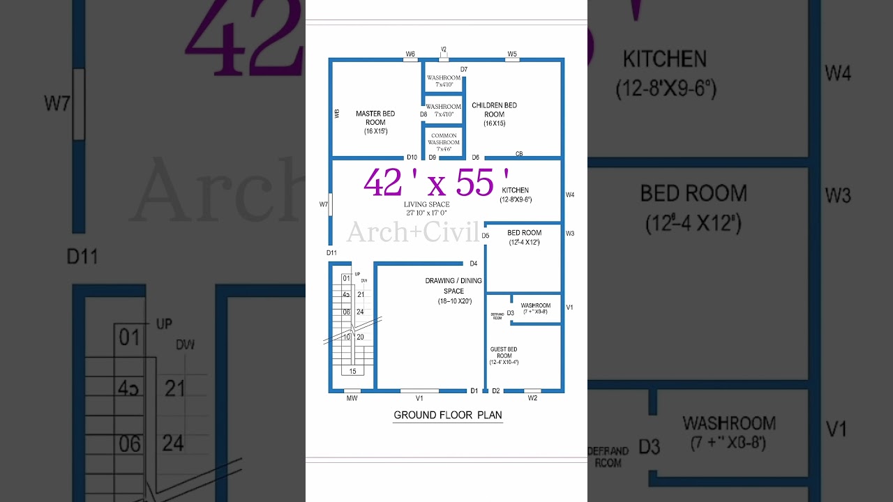 42 x 55 ft house plan Naksha map 