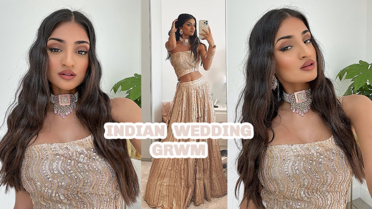 INDIAN WEDDING GET READY WITH ME! wavey hair, makeup & outfit | Kim Mann