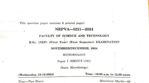 B.Sc nep first year semester 1 microbiology question paper november 2024 SMICCT-1101  srtmun