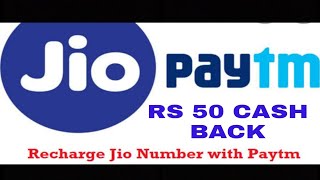 Paytm cash back Rs 50 with jio recharge
