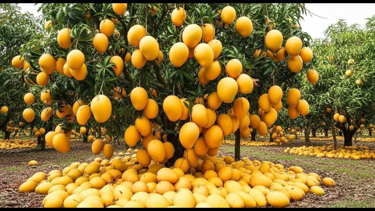 Best Skill Technique for growing mangoes with green bananas stimulates super fast fruit production