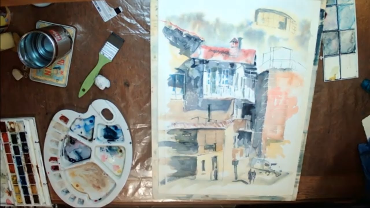 Freighters, splashing watercolor on paper - ARTiful: painting demos