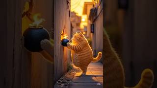 Cat ne Bom se Rat ko Uda diya 🥺#cute #cat #rat #dinner #praty #story #cutecat