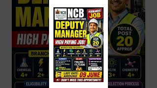 🚨 NCB Recruitment 2026 🔥 Deputy Manager Vacancy | Salary ₹1.77 Lakh 😱#PSUJobs #LatestJobs #govtjobs