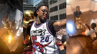 Celebrity Kyle Lowry and his Sons finally get their hands on the Larry O'Brien Trophy Wealth