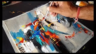 Easy Abstract Painting / Acrylics / Project 365 days / Day #013 / Demonstration