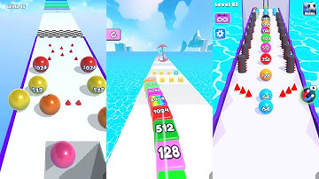 Ball Merge 2048 vs Jelly Tube Run vs Numbers Ball Blend Challenge 3 in one Gameplay Run & Merge