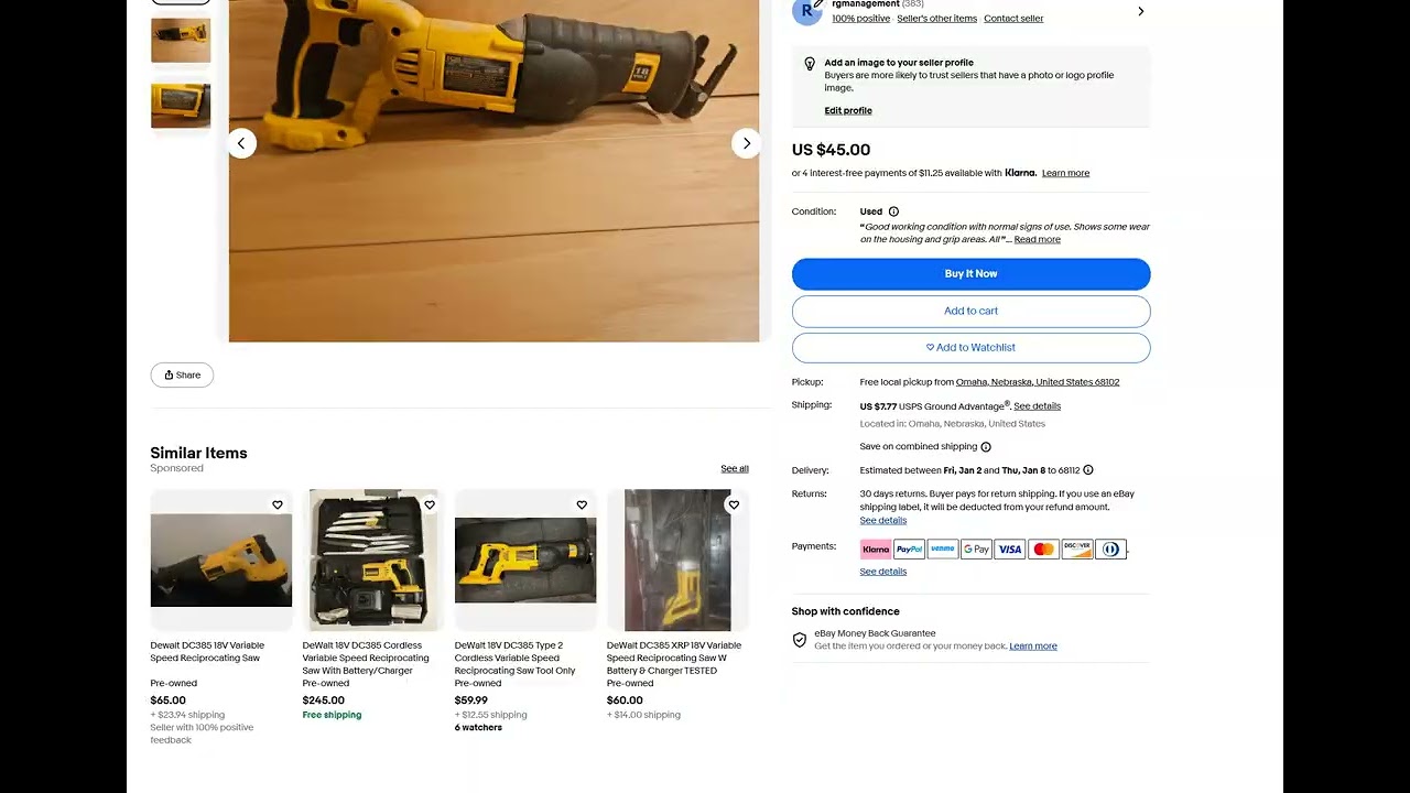RGLister AI Demo: DeWalt Saw - Automatic eBay Listing Creation