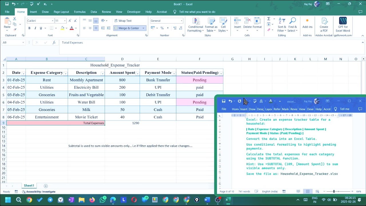 Table Format Tracker 13.Q_excel Household Expense Tracker | Table | Conditional Formatting ...