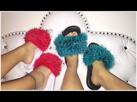 Puerto medio Todo el mundo DIY CHANCLAS DE INSTAGRAM CON PELOS- DIY FUR/FEATHER SLIDES - YouTube