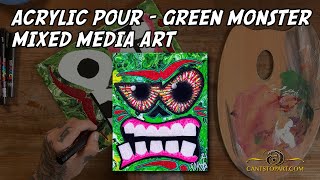 Acrylic Pour – Green Monster - Mixed Media Art | Cant Stop Art