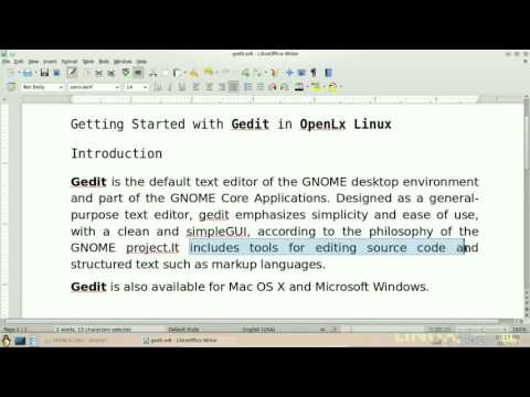 Getting Started With Gedit in OpenLx Linux