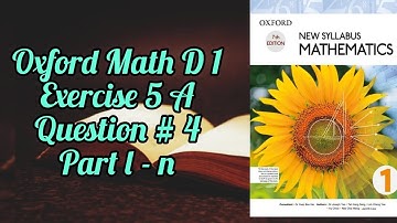 Mathematics book (D1)| 7th addition|Exercise 5A|Q# 4|Part l - n| Mathematics at Home| In urdu