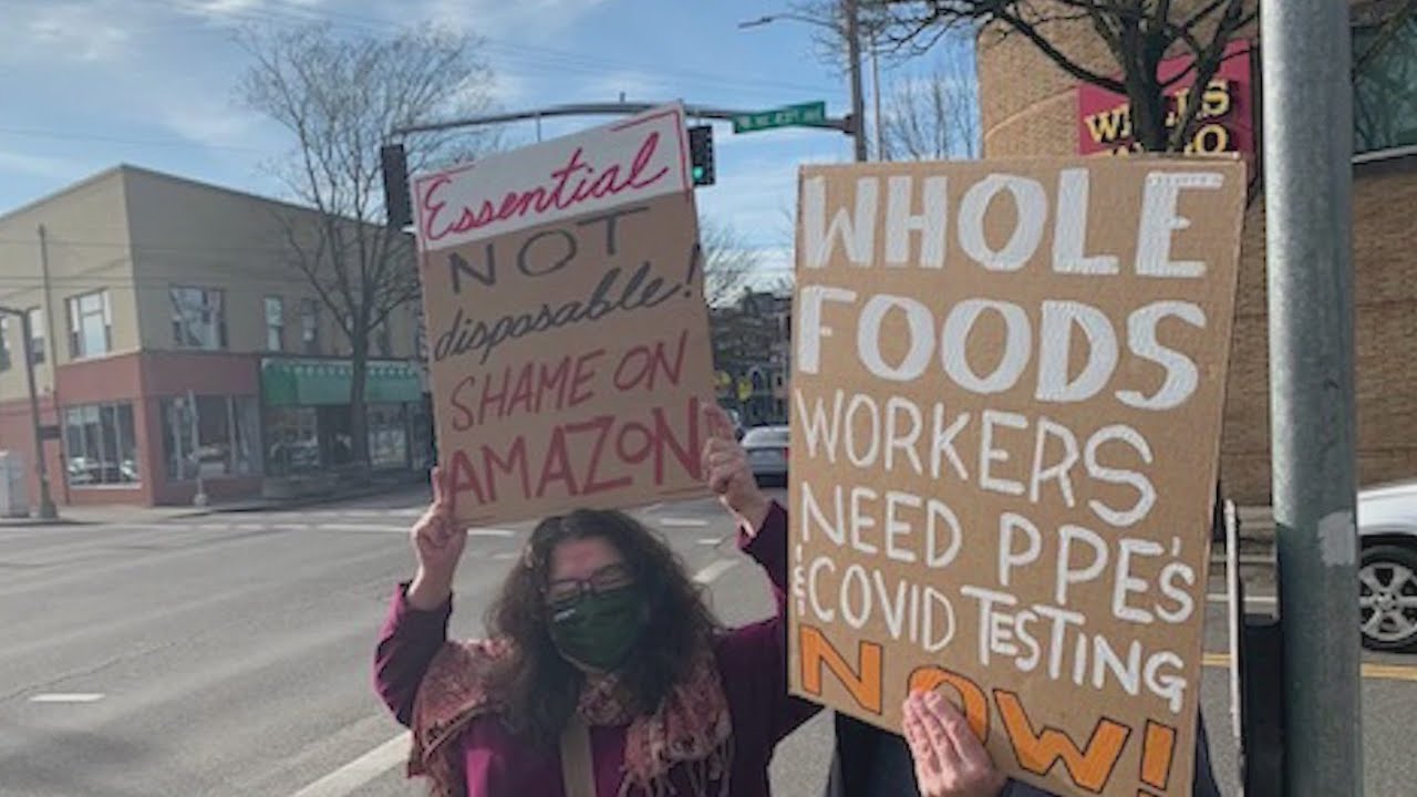 Amazon workers protest outside Whole Foods in NE Portland YouTube
