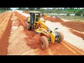 Greatest activities motor grader spreading soil installing foundation roads  grader operator skills