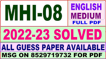 mhi 08 solved assignment 2022-23 / mhi 8 solved assignment in english / ignou ma history