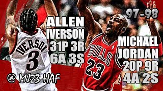 Michael Jordan vs Allen Iverson Highlights (1998.01.15)-51pts All, Young AI Killing Bulls' Defense!