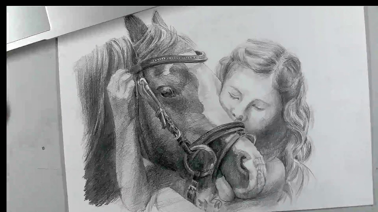 Drawing a Girl Hugging a Horse – Realistic Pencil Sketch | Step-by-Step Tutorial (Chat + No Talking)