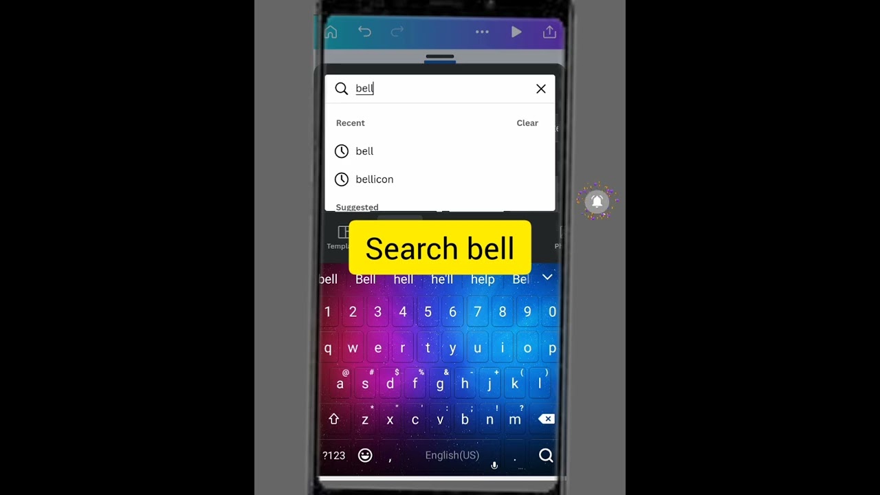 insert bell icon in canva