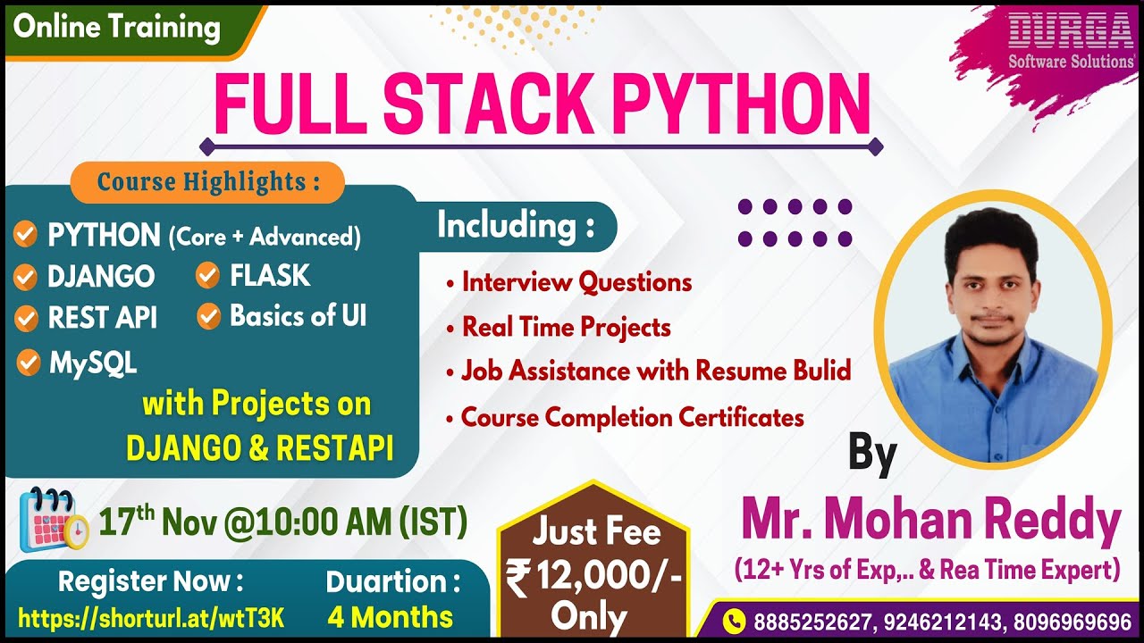 FULL STACK PYTHON Online Training @ DURGASOFT - YouTube