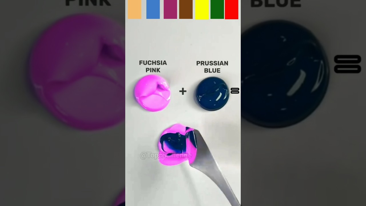 Fuchsia pink 🆚 Prussian Blue colour mixing video//colour mixing