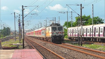🔥TOP SPEED 130 KMPH TRAINS OVERTAKE ACTION || FURIOUS HIMGIRI EXPRESS OVERTAKE EMU AT FULL MPS