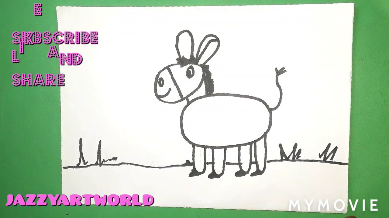Drawing a Donkey for kids step by step - YouTube