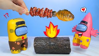 Mukbang SpongeBob and Friends Making Fire and BBQ Party || Stop Motion Cooking