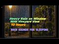 Heavy Rain on Window with Vineyard View 10 Hours | Rain Sounds for Sleeping Deep Sleep White Noise