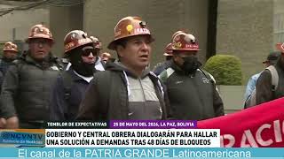 Gobierno de Bolivia y Central Obrera dialogarán 48 días de paros