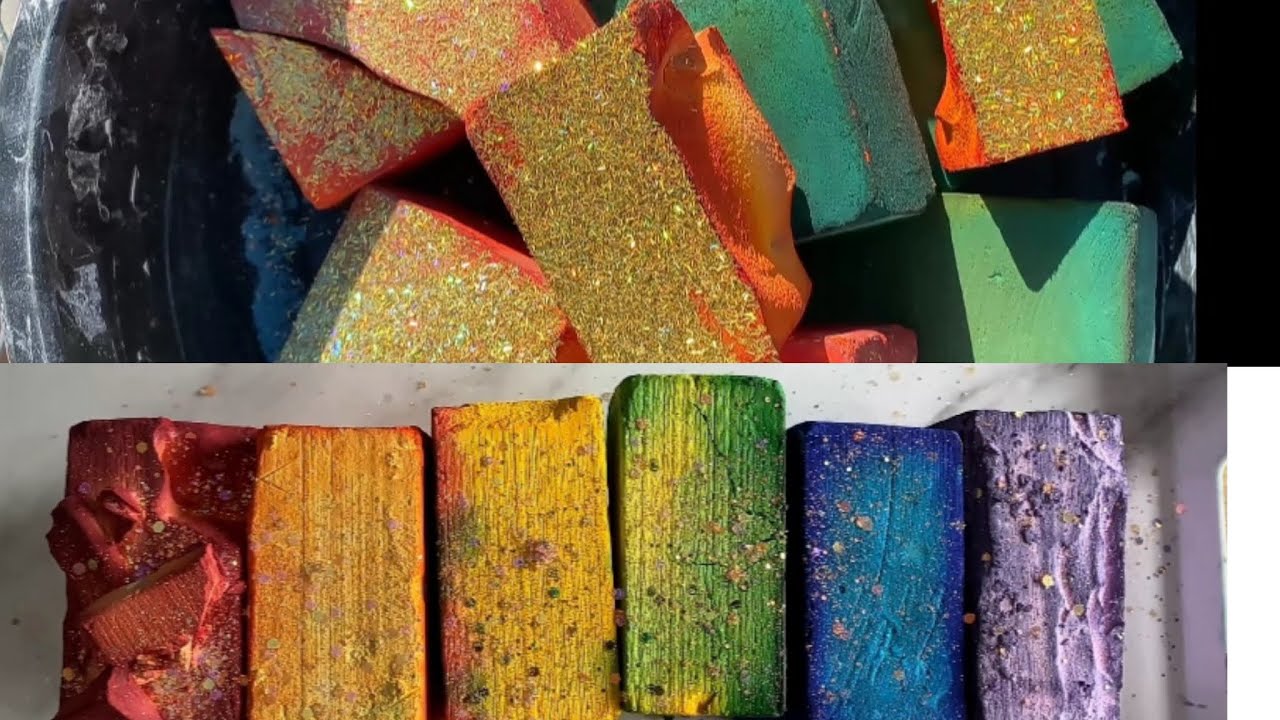 Crunchy and super dusty vibrant dyed gym chalk compilation | edit |ASMR ...