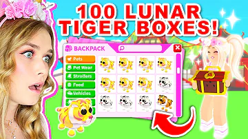 Opening 100 LUNAR TIGER BOXES In Adopt Me! (Roblox)