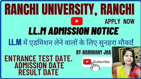 LL.M admission 2022-24 in Ranchi University, Ranchi