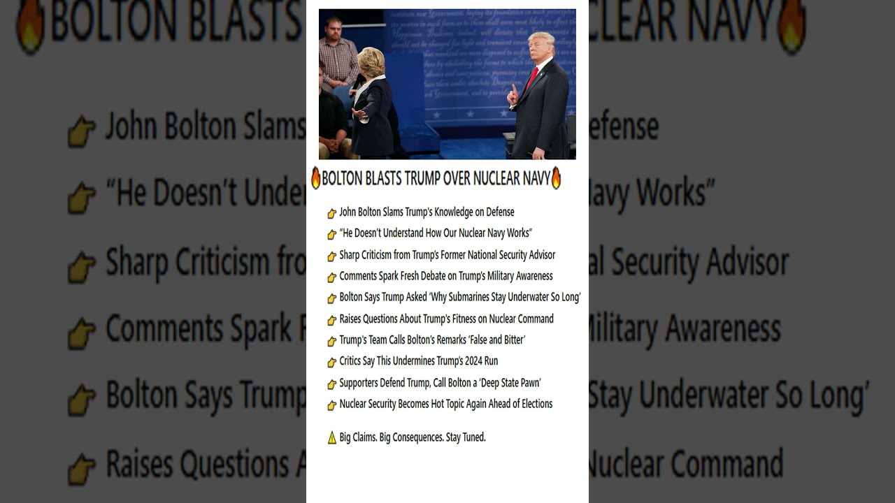 Bolton Trump Doesn T Understand How Our Nuclear Navy Works SPIN