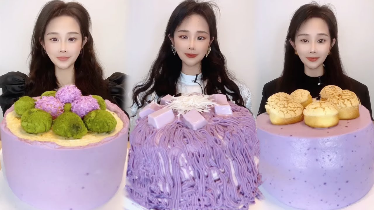 Asmr🍰Eating Exploded Taro Paste 🍰 (Soft And Waxy Sound) 크림丨먹방丨Mukbang丨Satisfying丨Eatings