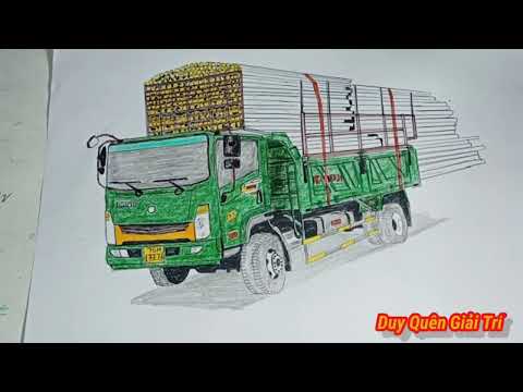 Video Vẽ Xe Tải Ben HOA MAI Chở Gỗ quá tải vẽ 3D - youtube
