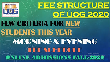 Fee Structure Of UOG | Fee Structure Of University Of Gujrat | Morning And Evening Fee In UOG | UOG