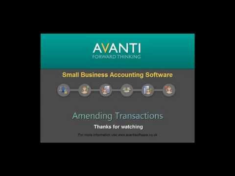 Avanti Accounts - Amending Transactions -  Small Business Accounting Software