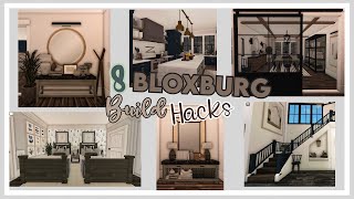 |ROBLOX Bloxburg| 8 Bloxburg Build Hacks | Custom Stairs, Tables, Beds, + More!