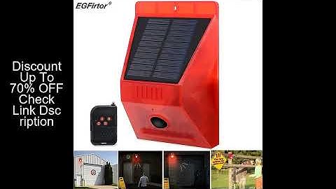 Solar Strobe Light Alarm Light With Remote Control Motion Detector 129dB Sound Security Siren Lamp I