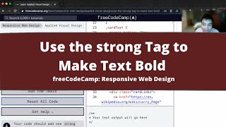 Use the strong Tag to Make Text Bold (Applied Visual Design) freeCodeCamp tutorial