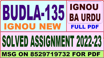 budla 135 solved assignment 2022-23 / budla 135 solved assignment in Urdu / ignou bag budla 135