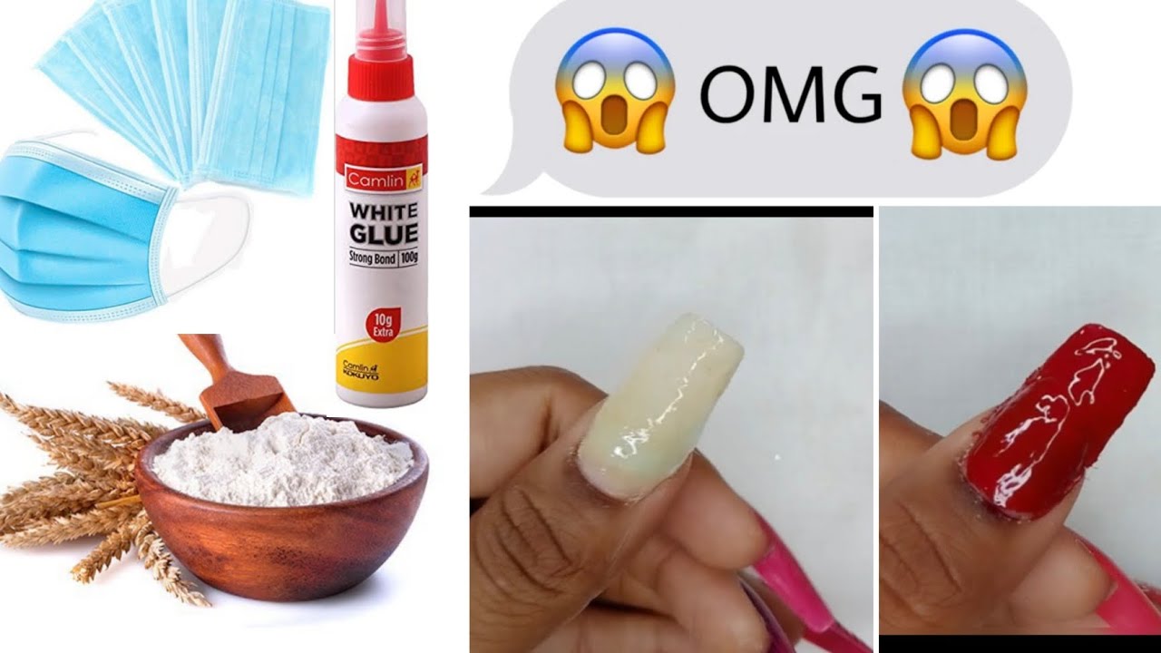 3 Things: Nail Tips, Nail Glue, Flour. 😁 #fyp #nails #diynails #viral |  TikTok