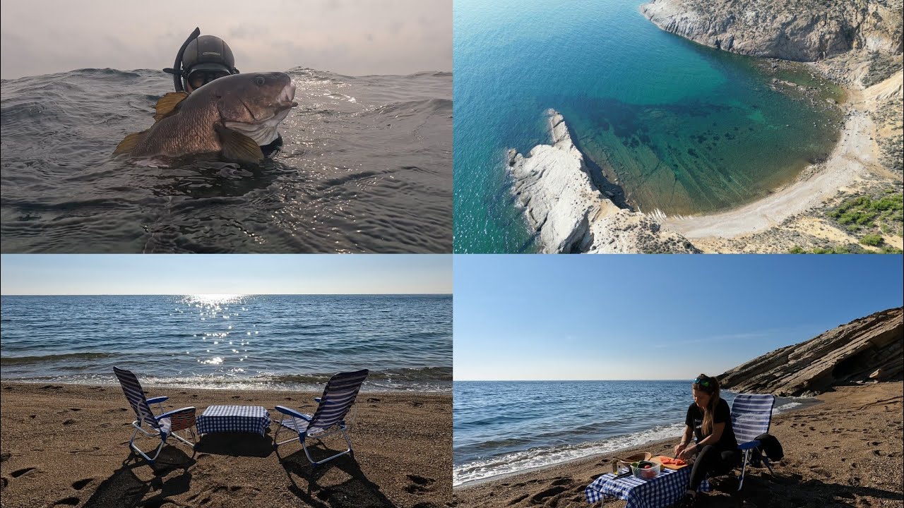 Dev Eşkina avı 🐟 Gökçeada'nın mükemmel sahilinde limonlu tereyağlı balık yaptık zıpkın avı