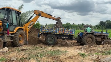 JCB 3dx Backhoe Loading Pond Murum in Sonalika Tractor Video Part-06 || SRIKANTH SSLC