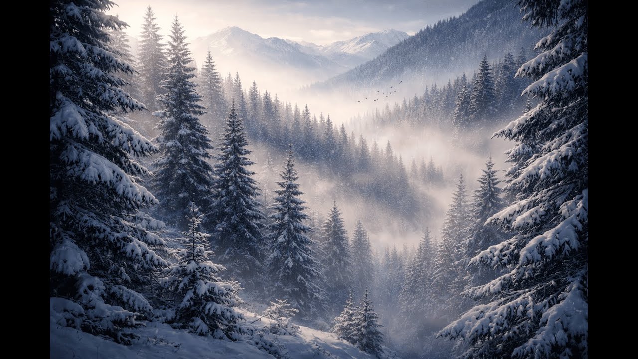 Snowy Mountain Forest – Relaxing Nature Sounds for Sleep & Meditation 2h, 4K