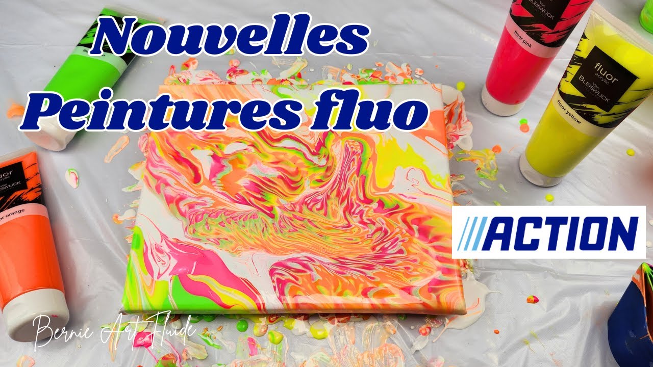 Je teste les nouvelles peintures fluo d'Action N°299 #acryliquepouring