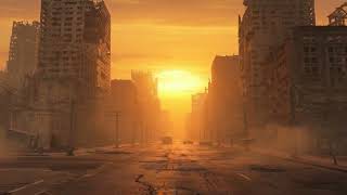 Post Apocalyptic Ruined City Sunset Loop 4K