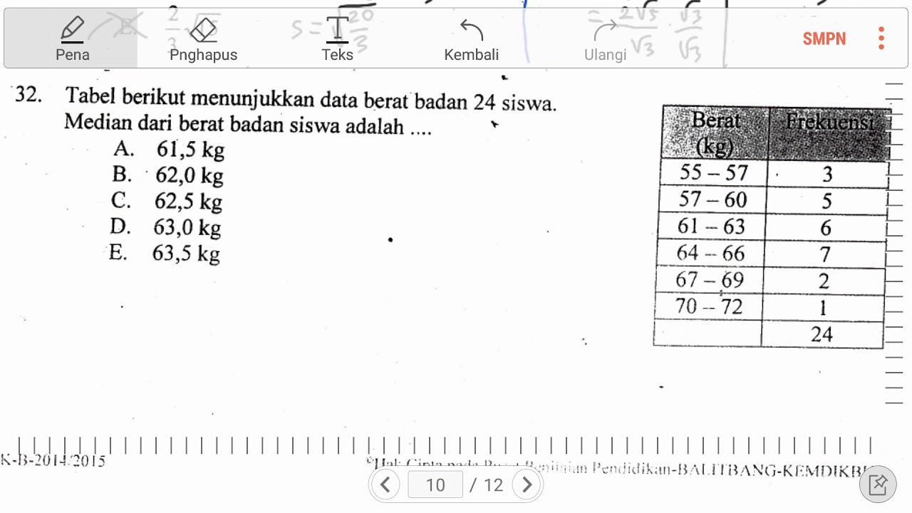 Nomor 32 Median Data Kelompok Pembahasan Soal Un Matematika